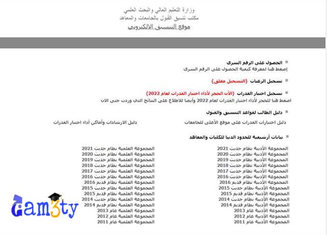 الجامعات المتاحة لجميع الشعب في تنسيق الثانوية العامة المرحلة الثالثة 2022